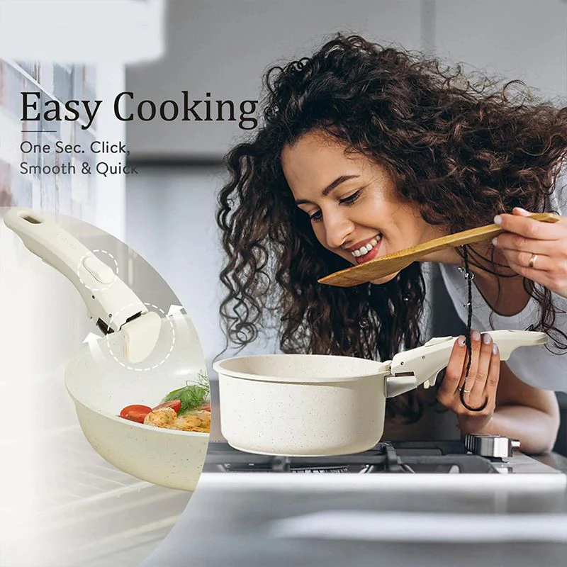 Non-stick Cookware Set with Removable Handle - Oven Safe