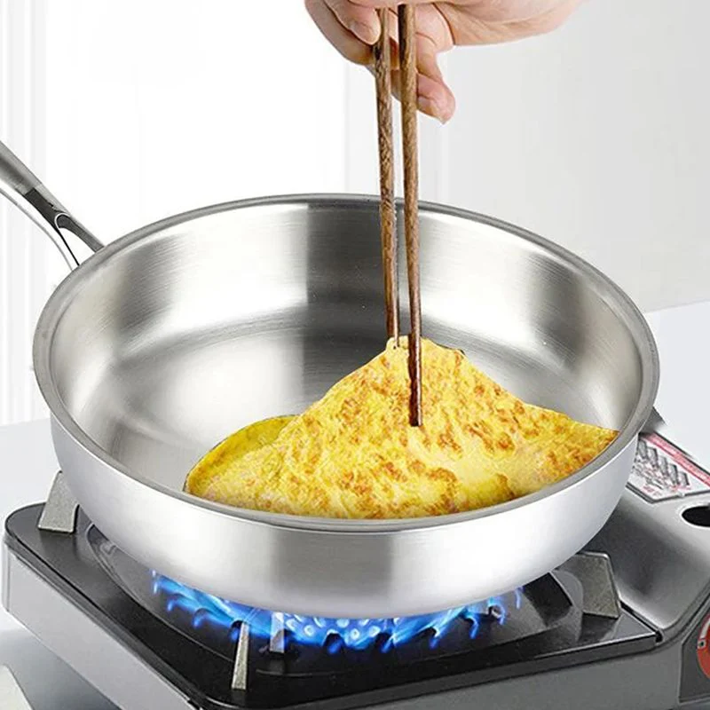 Multifunctional Non-coated Stainless Steel Frying Pan