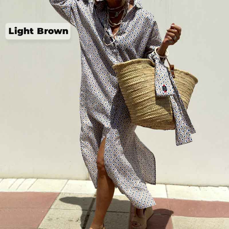 🌟Time-limited Promotion🌟Loose Striped Half Sleeve Shirt Dress👗