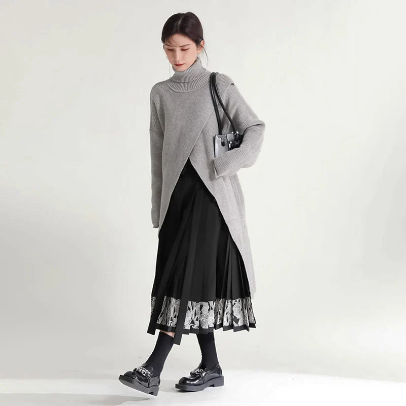 High Split Loose Long Knitted Sweater