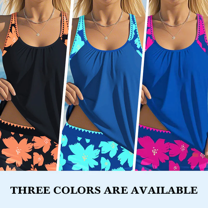 🏖️Summer Hot Sale 49% OFF🌼Women's Print Tankini & Shorts 2-Piece Swimwear Set