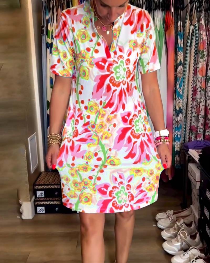 🔥Short-sleeved dress with floral print