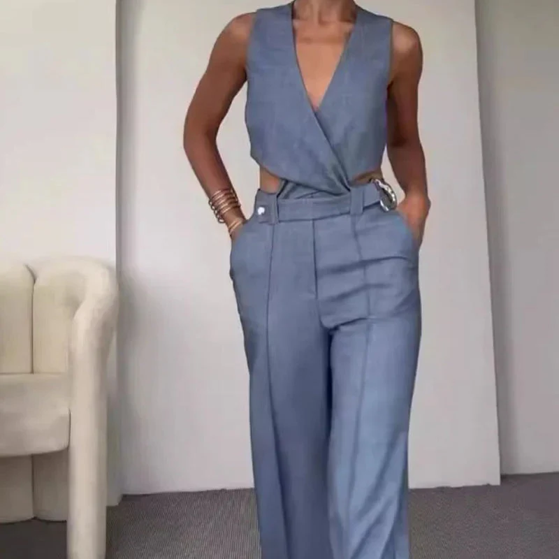 ✨New Arrivals✨Women's 2 Piece Outfits Crop Vest & Wide Leg Pants