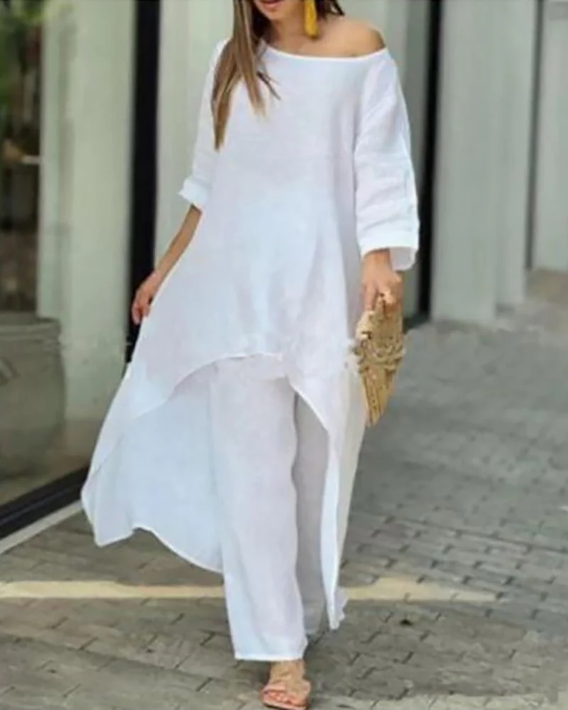 💕Women's Solid Color Linen Fashionable Casual Suit💃💃