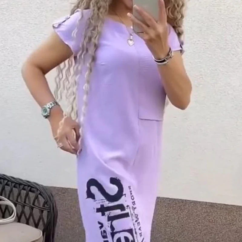 🌿Short Sleeve Side Slit Dress | Women's Loose Summer Essential