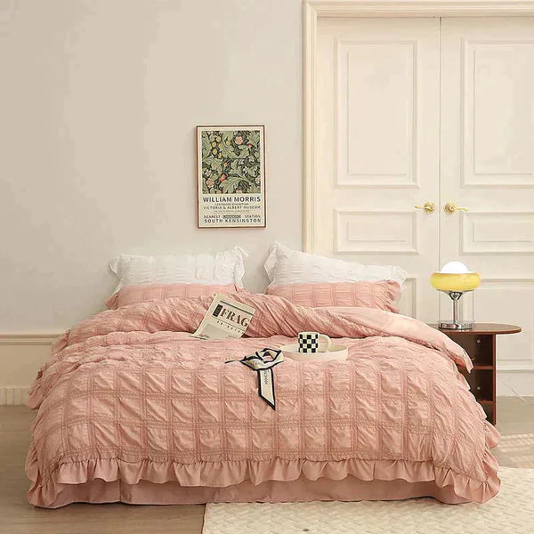 ✨2025 Hot Sale✨Icy Seersucker Summer Cool Quilt Lace 4-piece Set