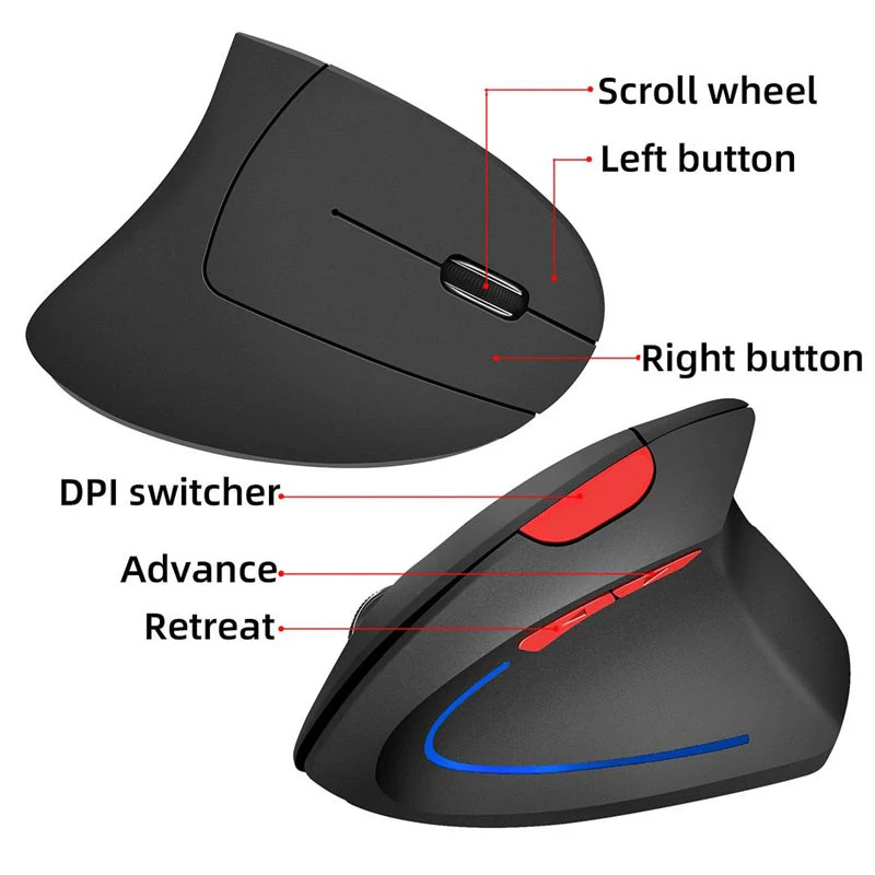 🖱️✨Wireless USB Rechargeable Ergonomic Vertical Optical Mouse