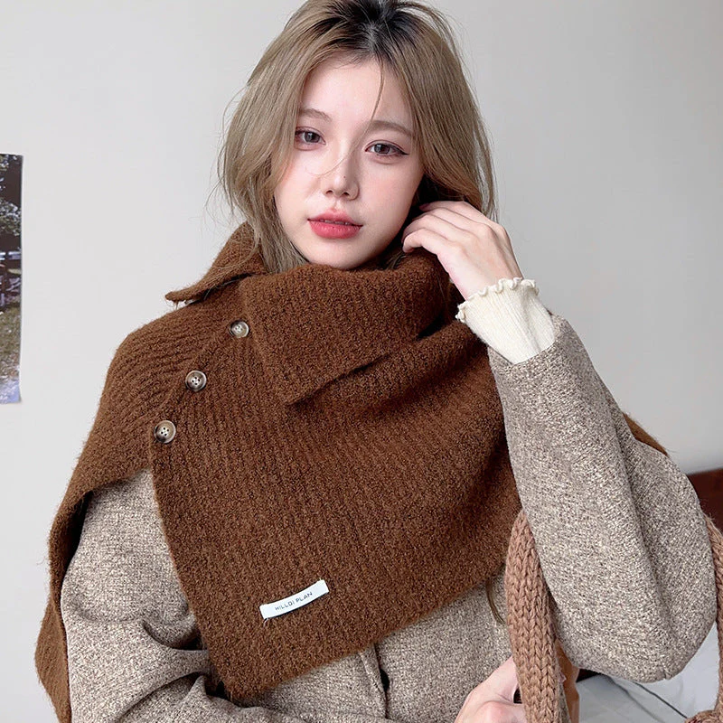 🔥Winter hot sale🔥Gift Choice - Multi-Purpose Buttoned Split Knit Shawl