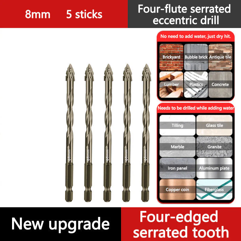 High-Strength 4-Flute Serrated Eccentric Drill Bit Kit