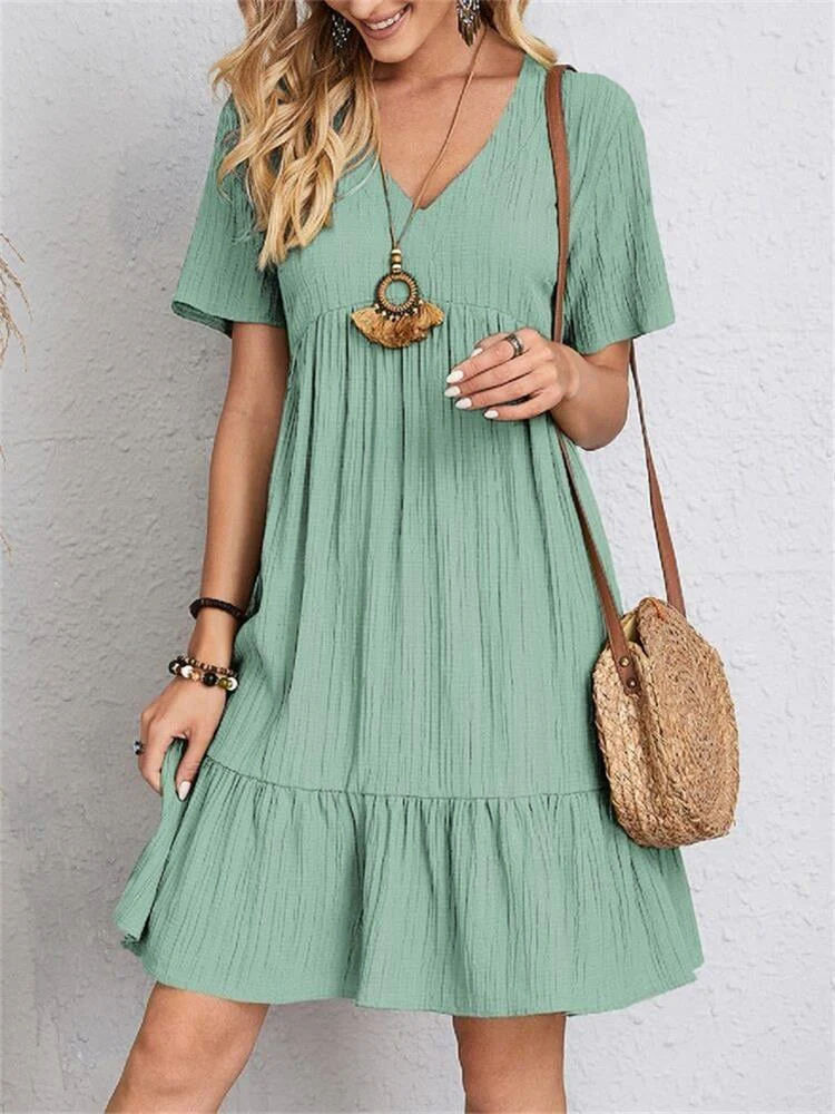 🎁Hot Sale 50% OFF⏳Retro V-neck Loose Casual Dress