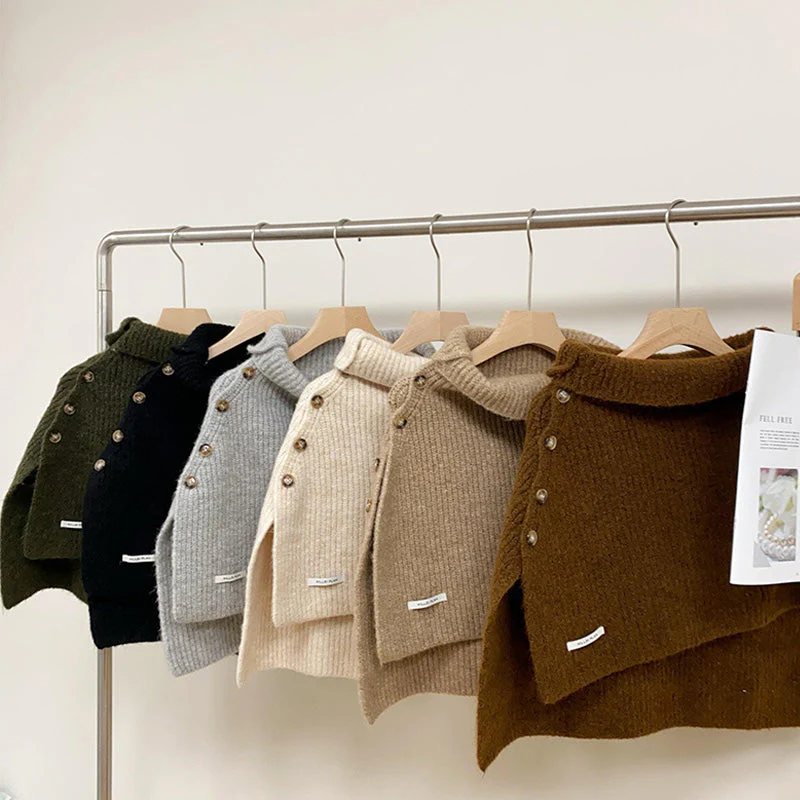 🔥Winter hot sale🔥Gift Choice - Multi-Purpose Buttoned Split Knit Shawl