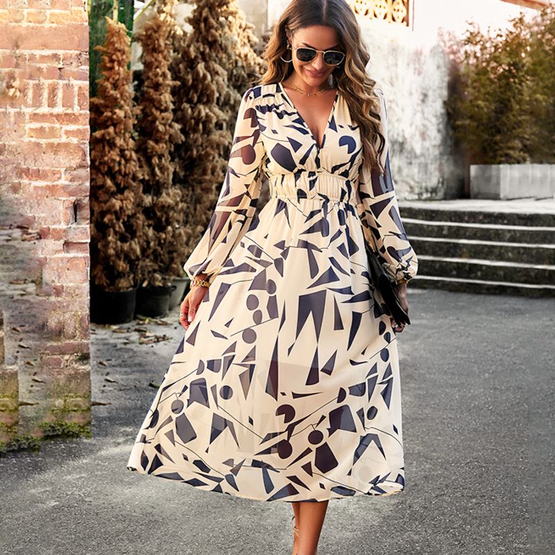 🔥Printed casual boho dress with V-neck for women🔥