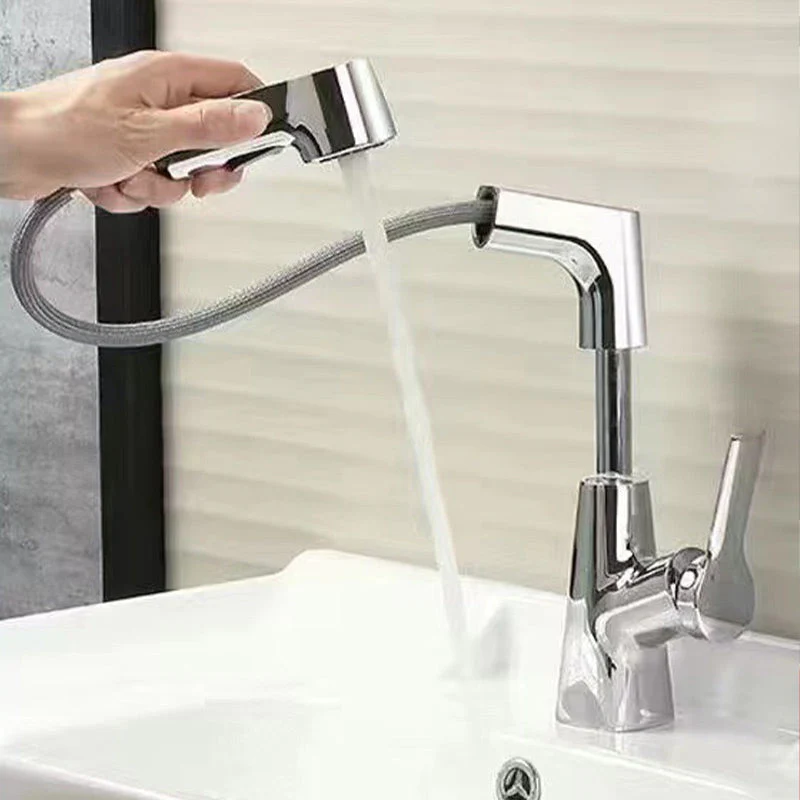 1 Hole Bathroom Faucet with Pull out Sprayer