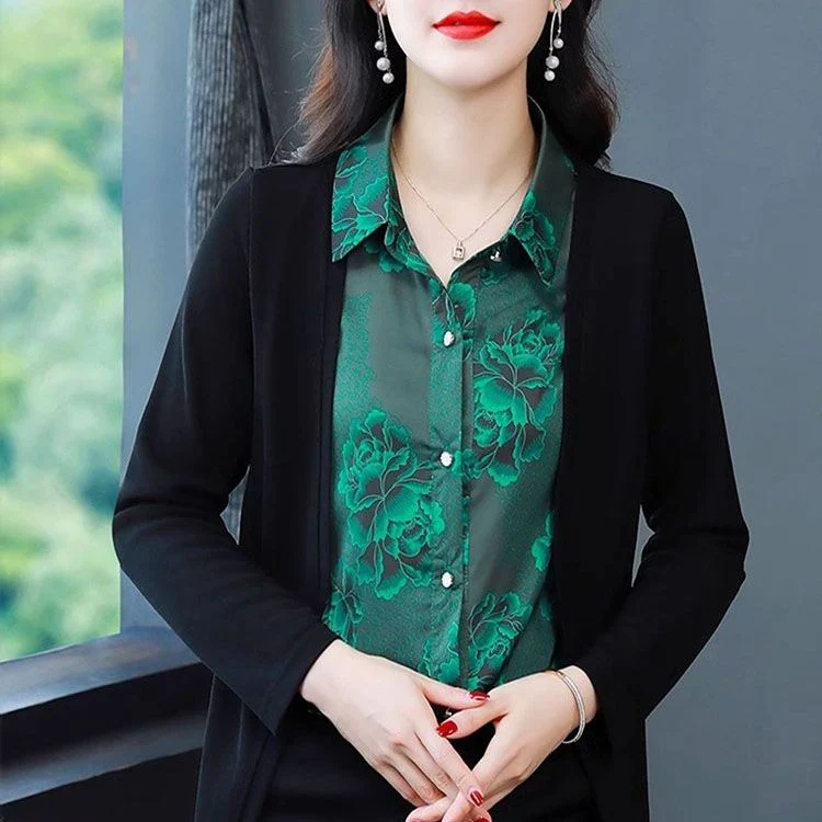 🎁Offer 50% OFF⏳Printed Splicing Fake 2-piece Shirt for Women