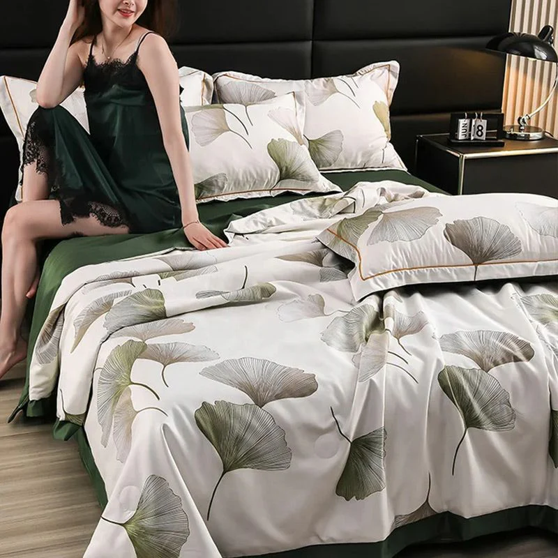 Washable Icy Cool Breathable Summer Quilt 4-piece Set