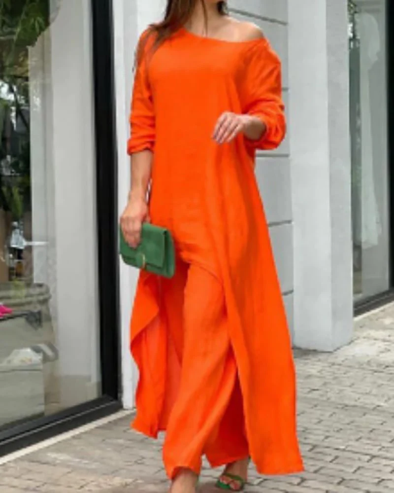 💕Women's Solid Color Linen Fashionable Casual Suit💃💃