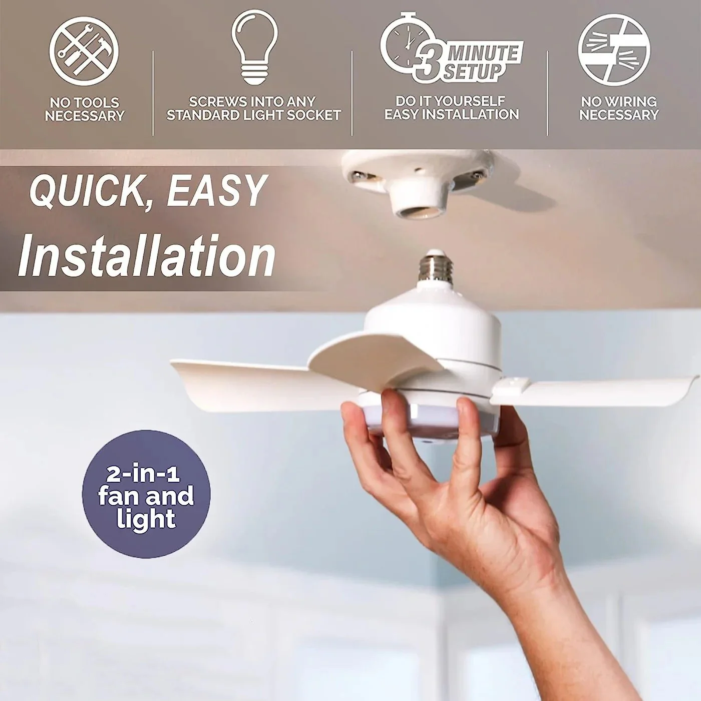 🔥sale 50%OFF-🎁2-IN-1 PORTABLE CEILING FAN & LIGHT with Remote Control