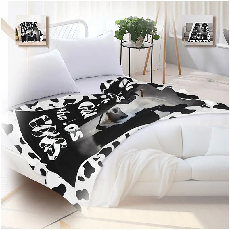 Ultra Soft & Fluffy Cow Print Blanket