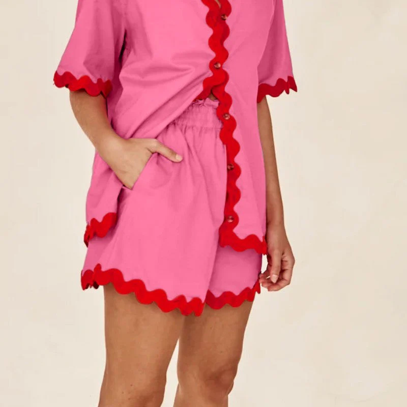 🎁Hot Sale 50% OFF⏳Women's Summer Shirt Top High Waisted Shorts Casual 2-Piece Set