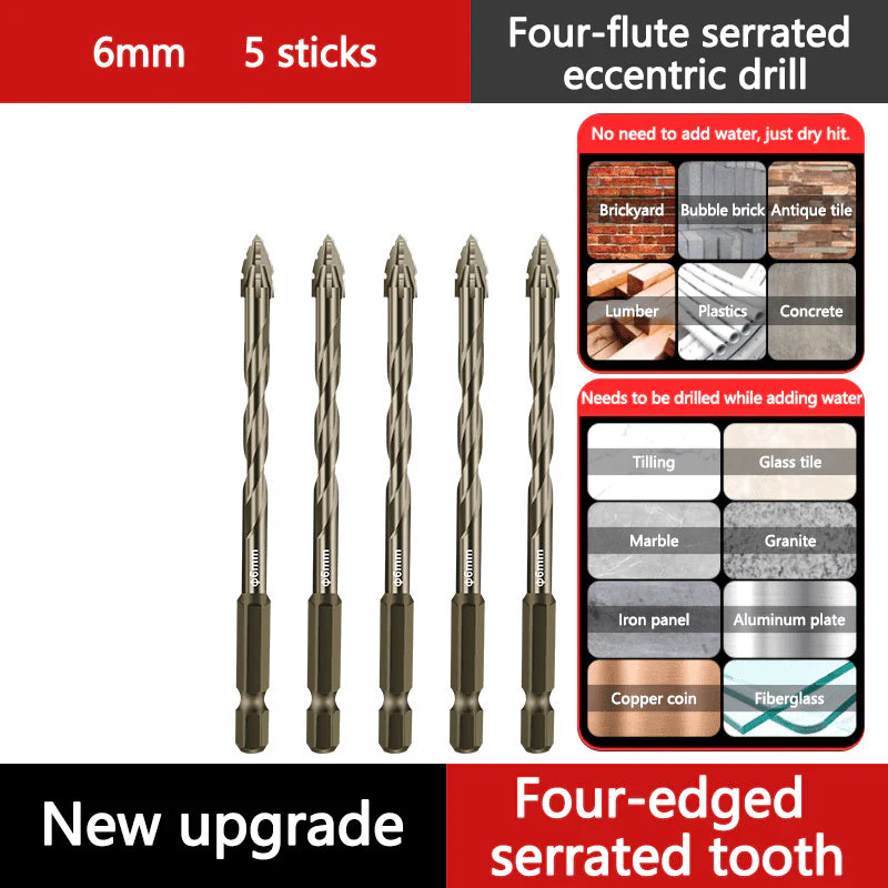 High-Strength 4-Flute Serrated Eccentric Drill Bit Kit