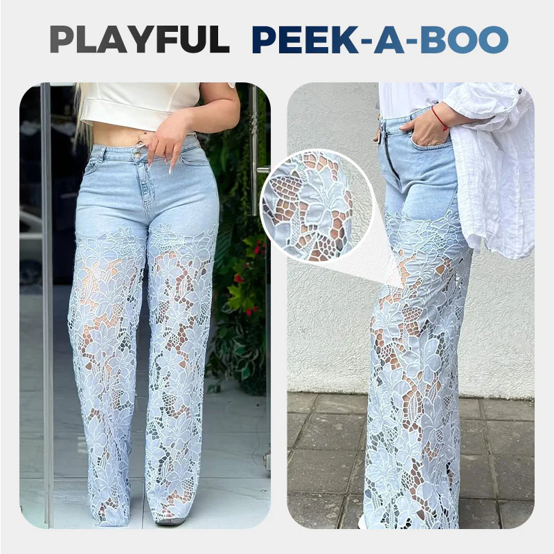 💃Summer fashion forward🌸🔥 Lace spliced jeans