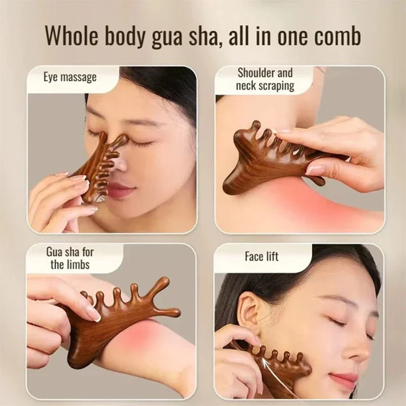 🥳New Year Specials🥳4-in-1 Wooden Scalp Massage Comb Gua Sha Tool