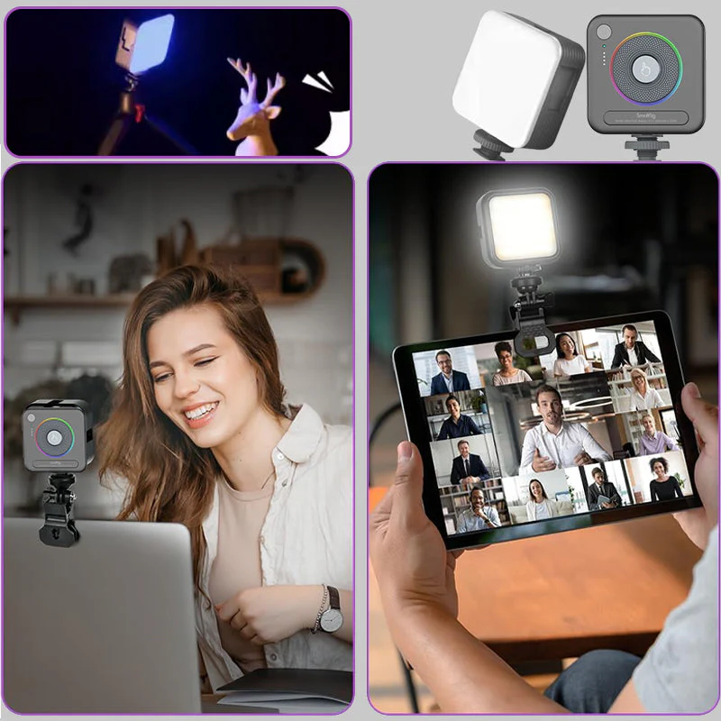 🔥Portable Full Color Video Light with 3 Cold Shoe Mounts