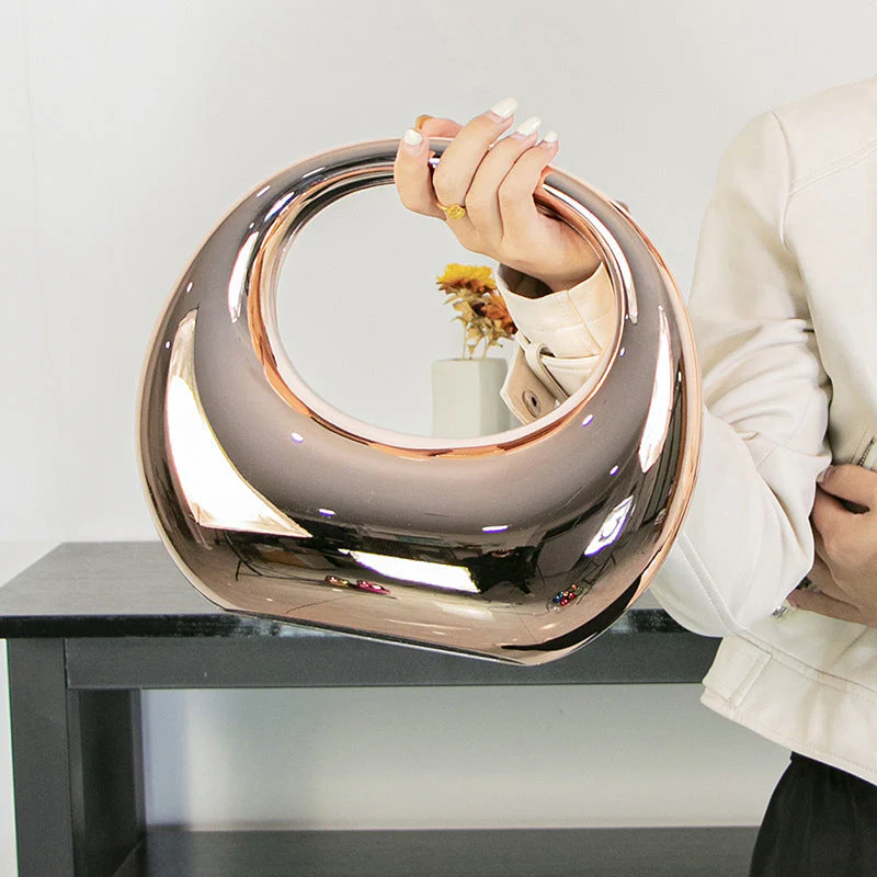 Novelty Moon Shape Glossy Acrylic Crossbody Handbag