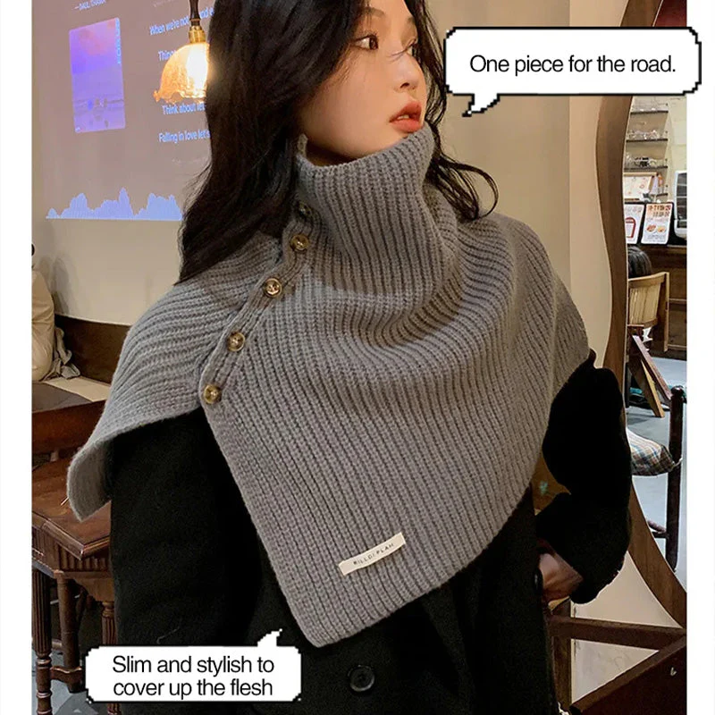 🔥Winter hot sale🔥Gift Choice - Multi-Purpose Buttoned Split Knit Shawl