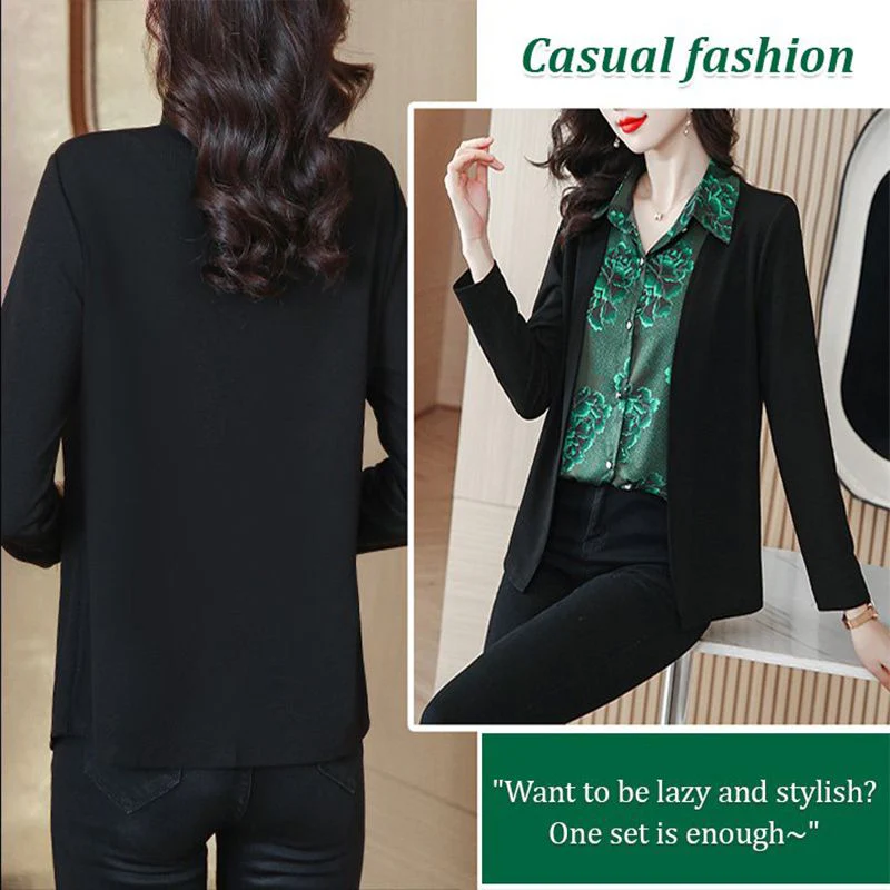 🎁Offer 50% OFF⏳Printed Splicing Fake 2-piece Shirt for Women