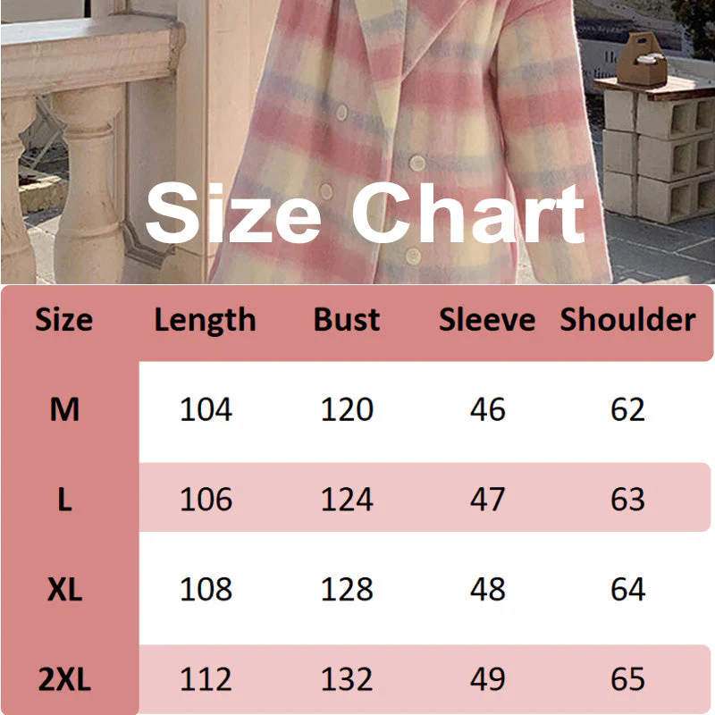 🎁Warm Winter Gift💃Women's Plaid Synthetic Wool Loose Fit Long Coat