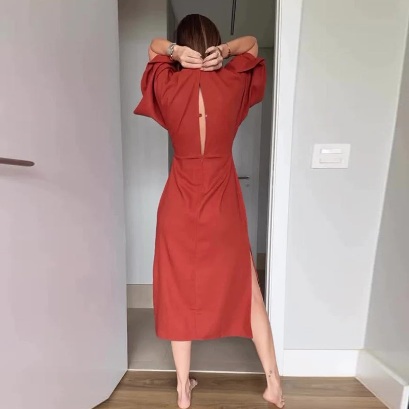 💃Women’s Elegant Waist Tie Side Slit V-Neck Dress