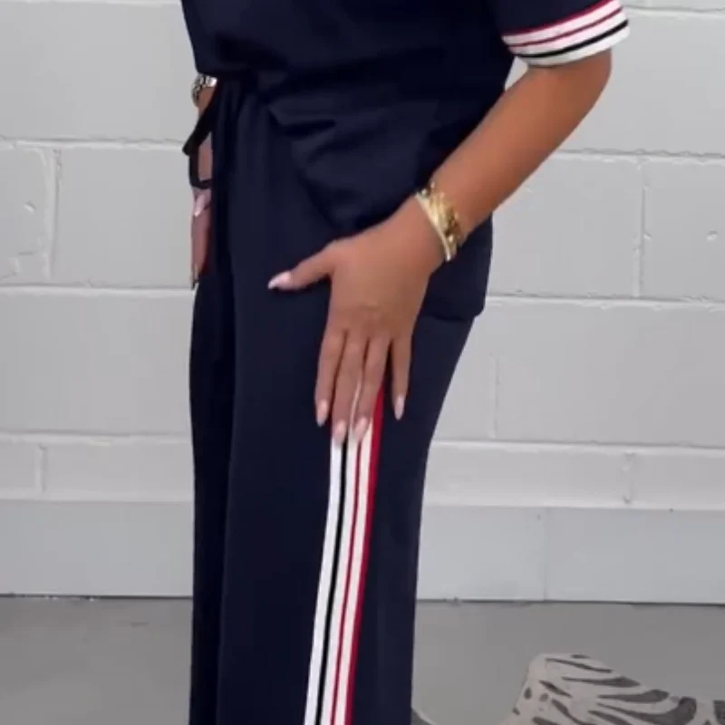 🌸Spring Specials🌸Side Stripe Short Sleeve T-Shirt & Wide Leg Joggers Set