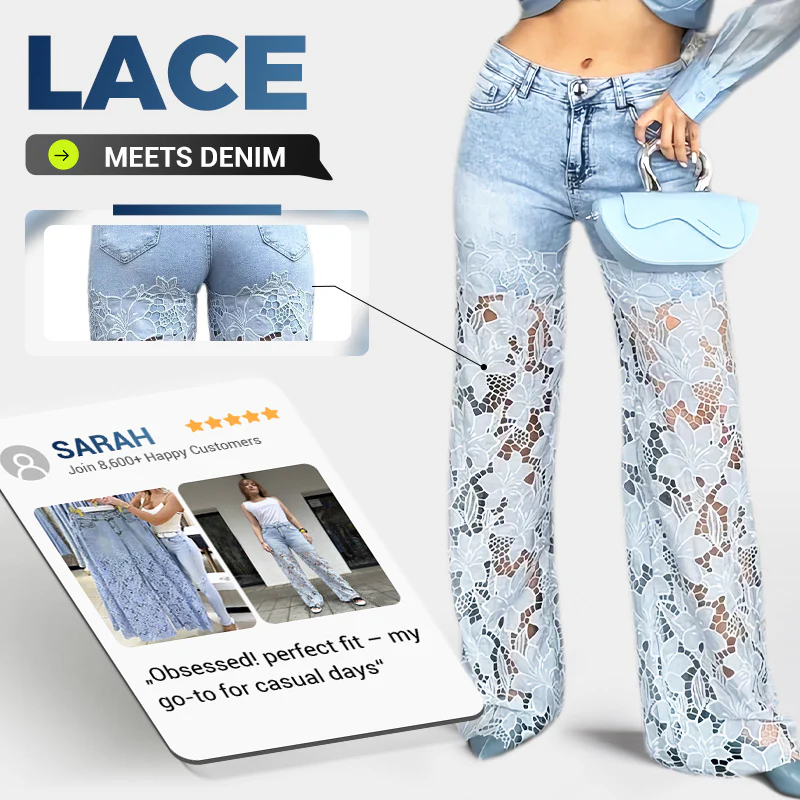 💃Summer fashion forward🌸🔥 Lace spliced jeans