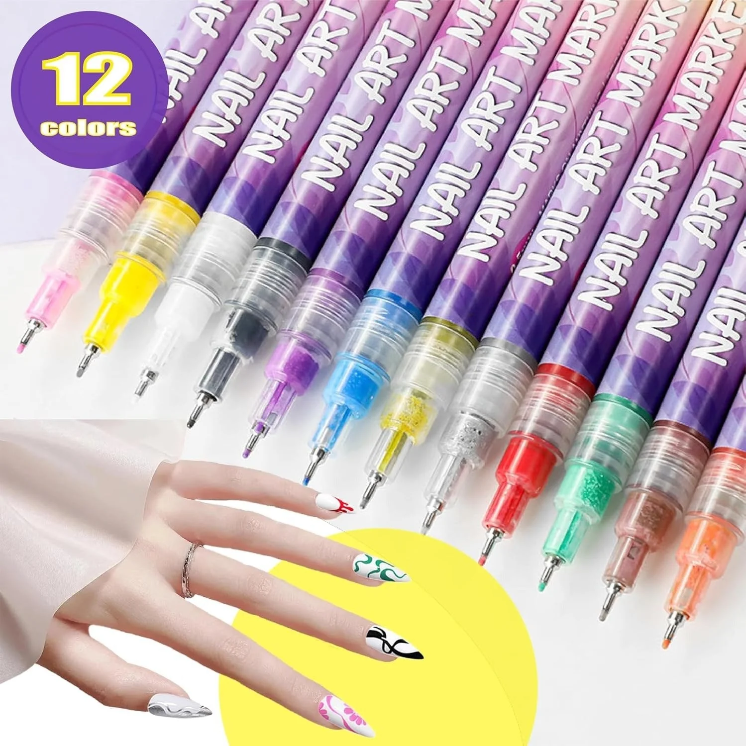 🎁LAST WEEK SPECIAL PRICE: ￡9.99!!⏳12 Colors Nail Art Pens Set🎨💅