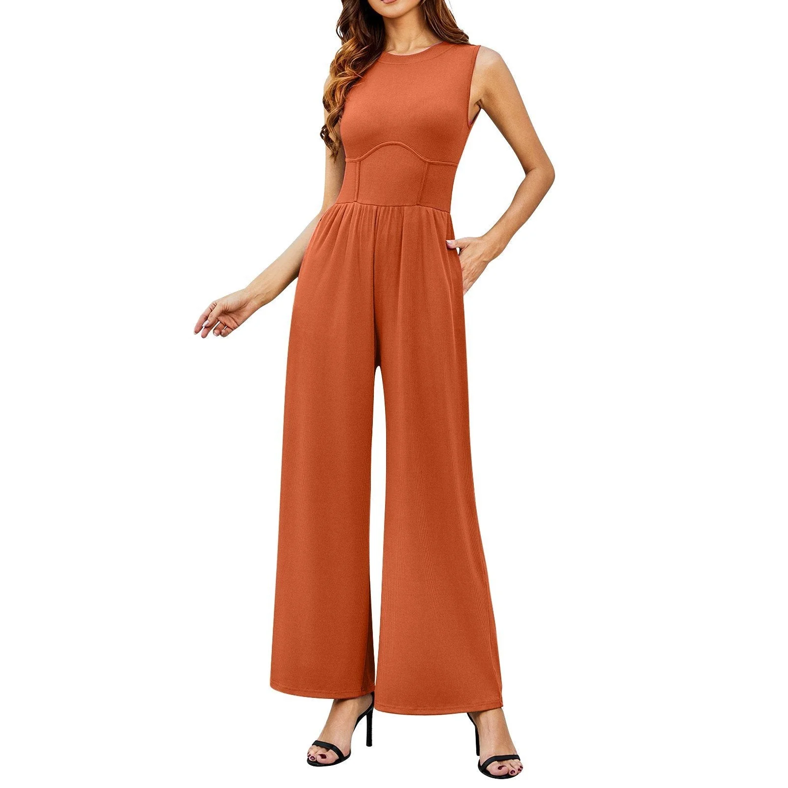 🔥Promotion 50% OFF 🔥Women’s Solid Sleeveless Wide Leg Jumpsuit &Free shopping✈️