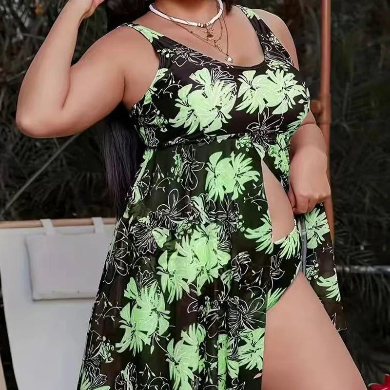 💃New Fashion Favorite 55% OFF🔥Plus Size Floral Printed Mesh Swimdress