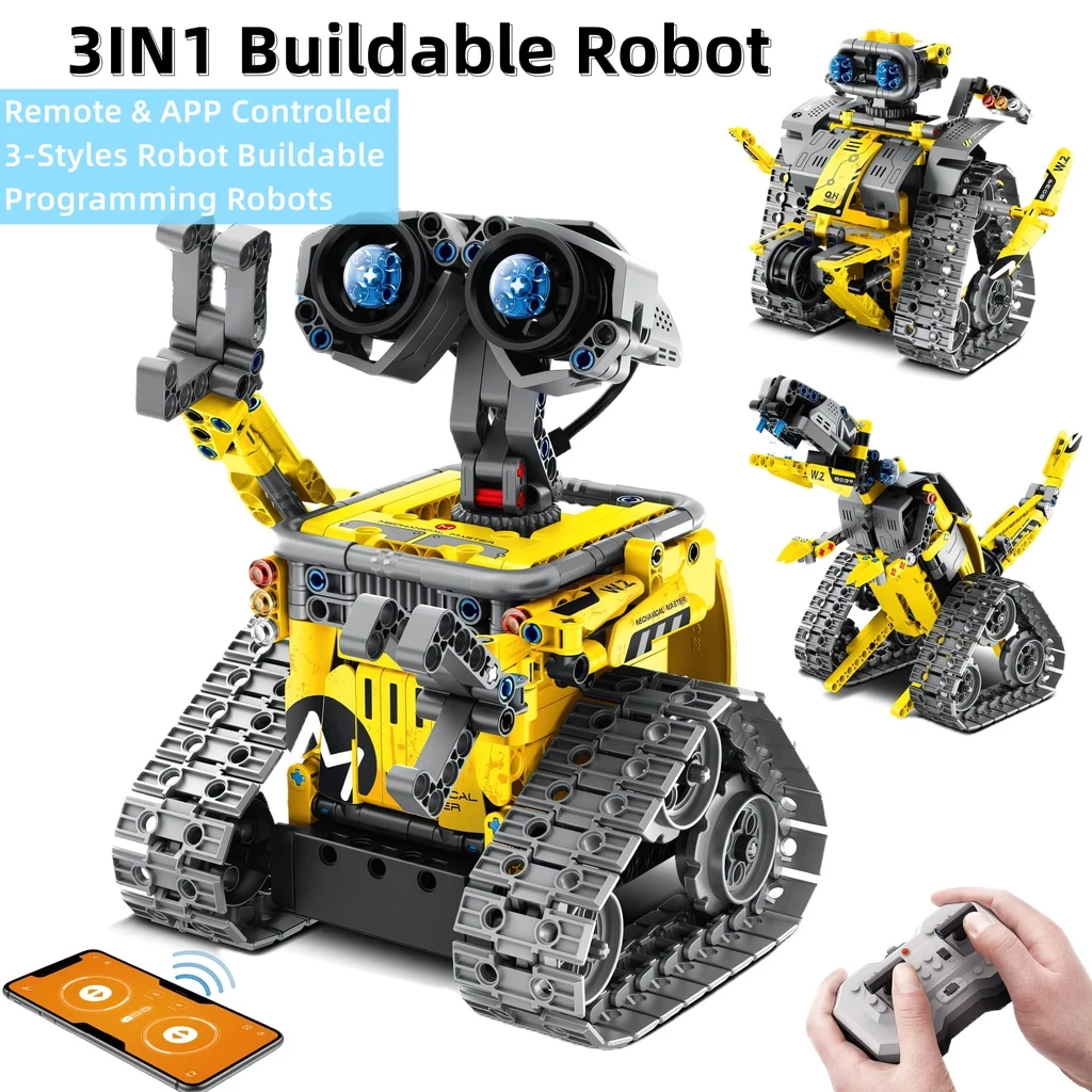 STEM Building Toys Remote & APP Controlled Creator 3in1 Wall Robot/Explorer Robot/Mech Dinosaur Toys Set Creative Gifts for Boys