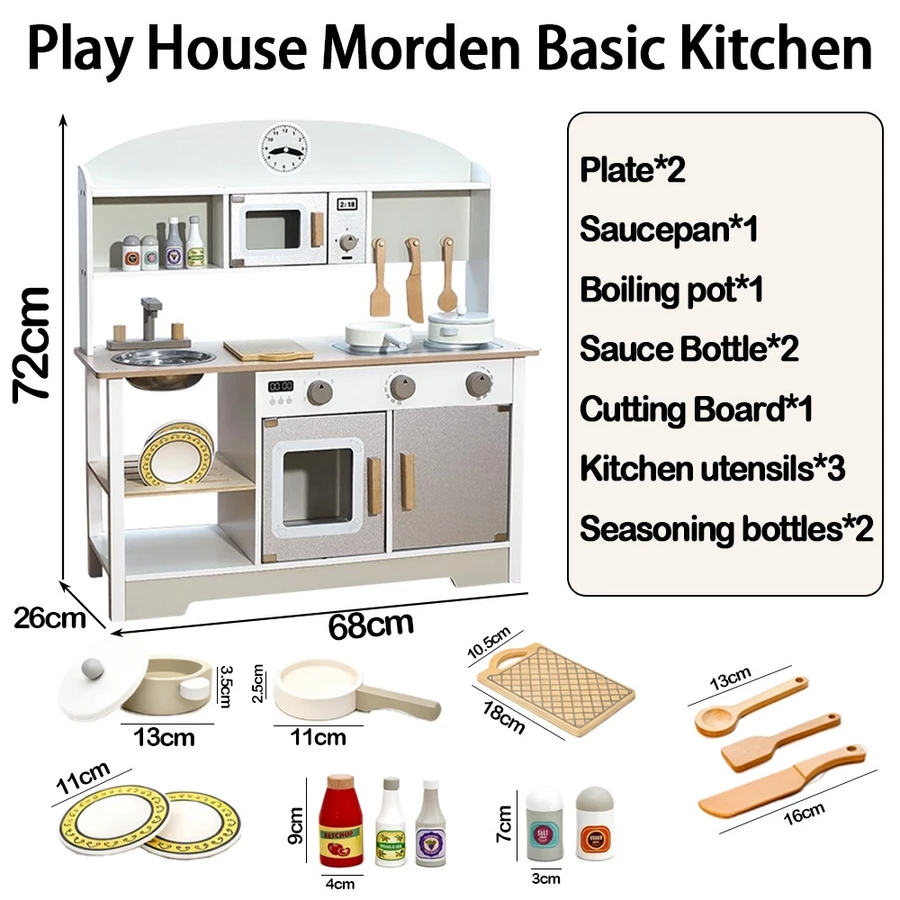 Luxury Cooking Set Toys Wooden Mainan Masak Masak Betul for Kids Kitchen Toys Pretend Play Set with Spraying Mist