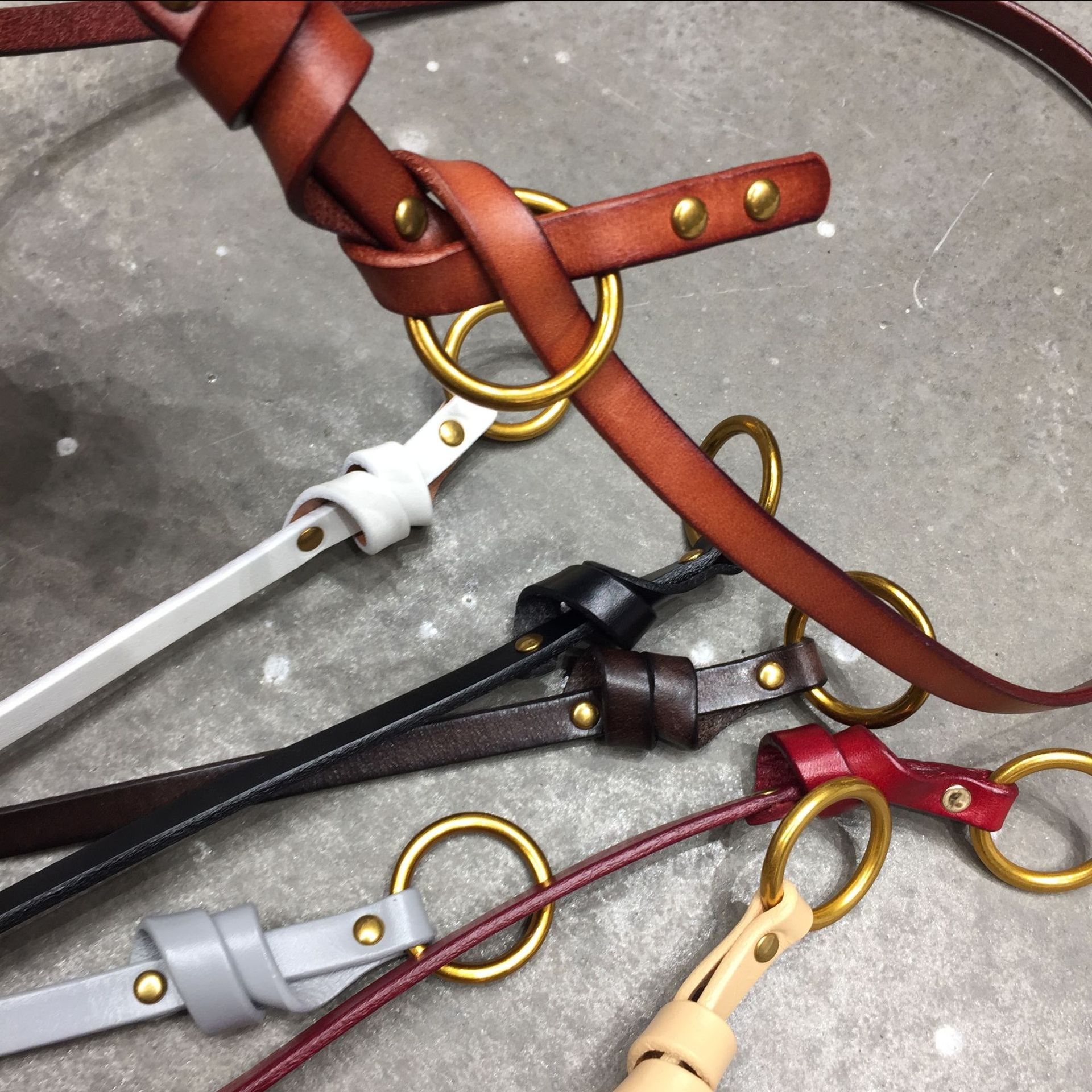 Denim Pants with Genuine Leather Ring Belt