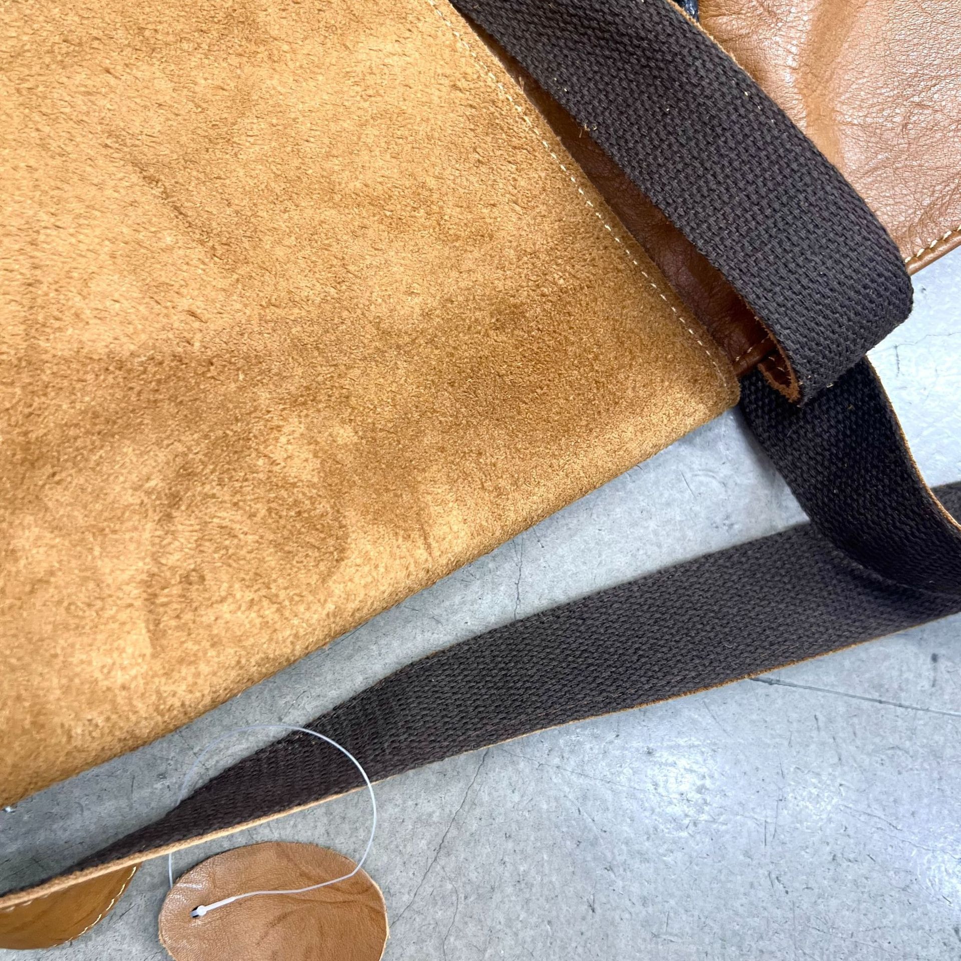 Brown Genuine Leather Tote Bag with Exterior Pocket