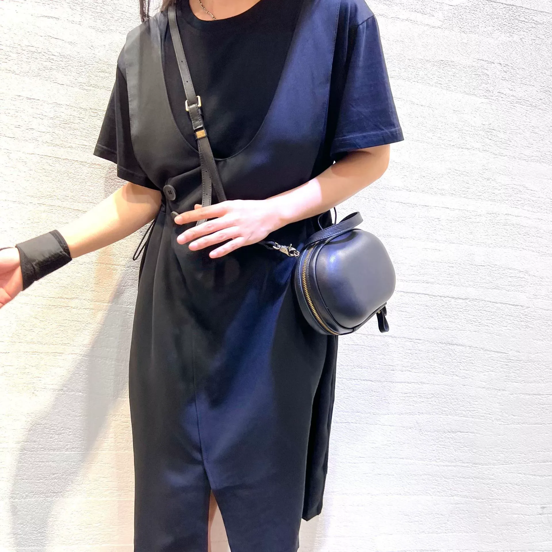 Compact Smooth Leather Crossbody Bag