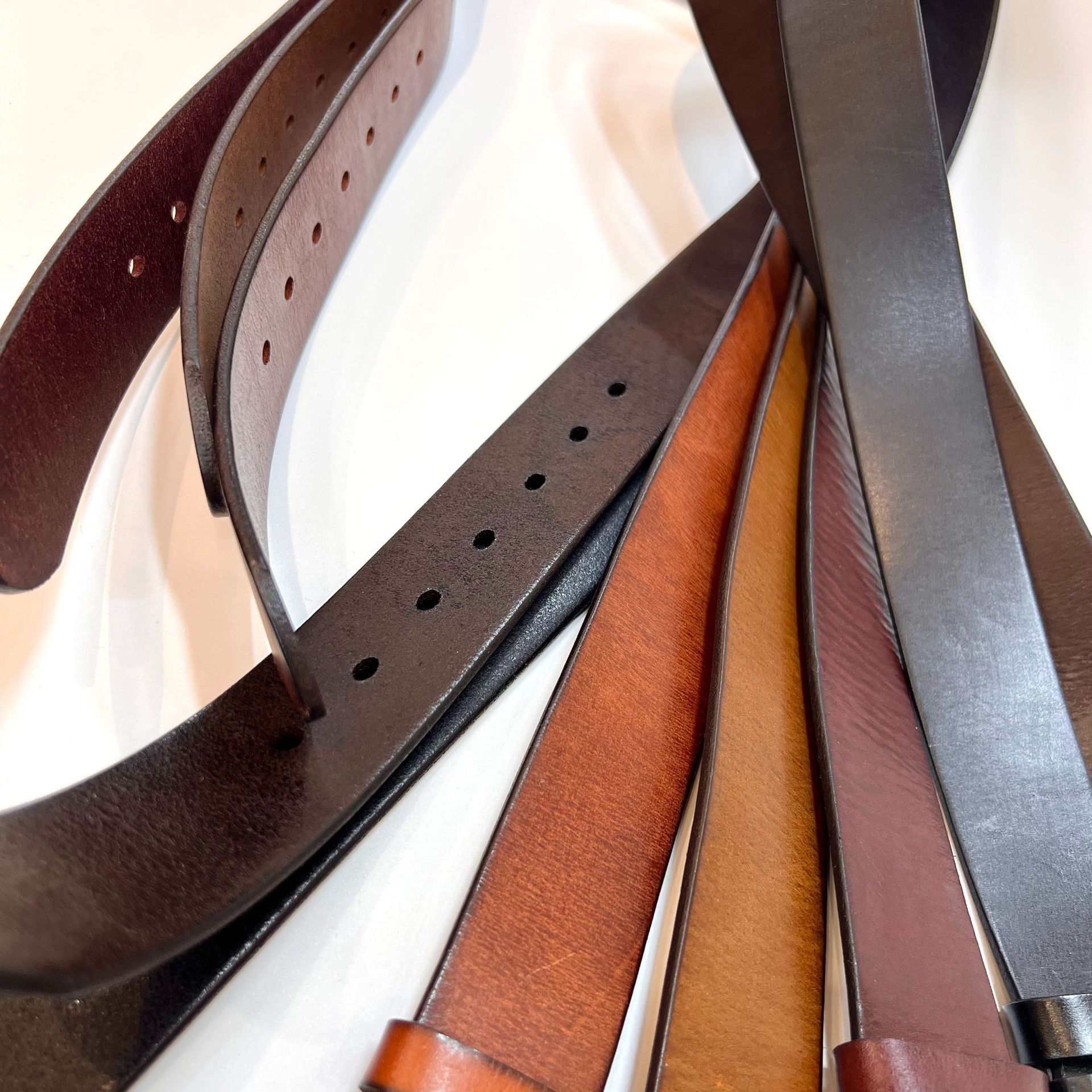 Denim Pants with Black Genuine Leather Belt