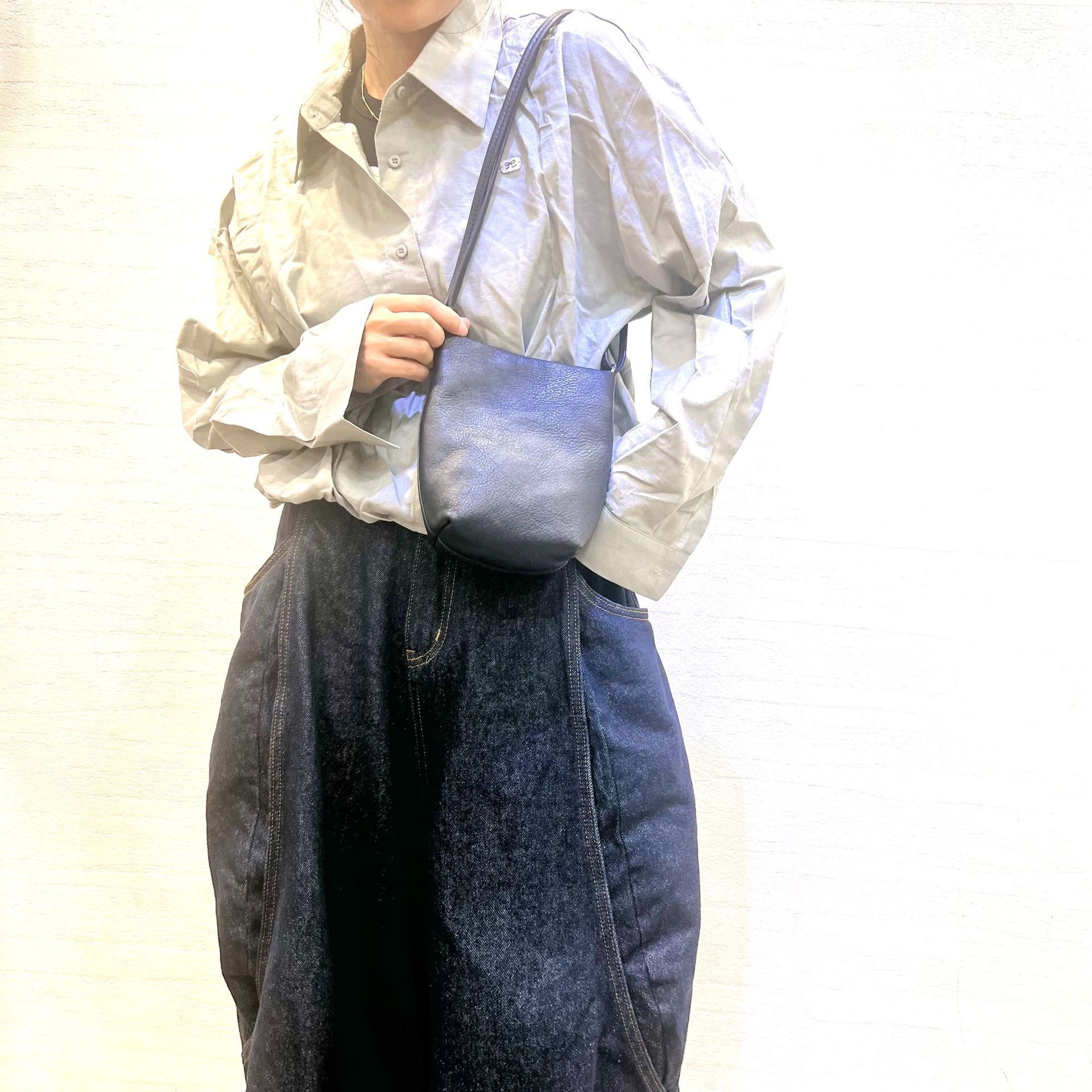 Leather Drawstring Crossbody Pouch