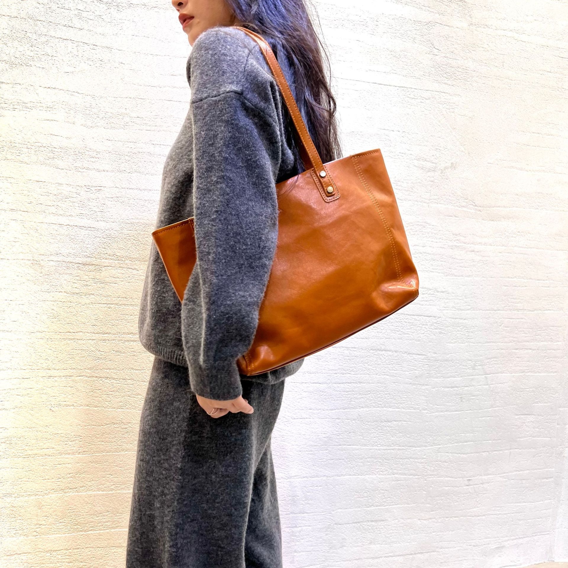 Brown Genuine Leather Tote Bag