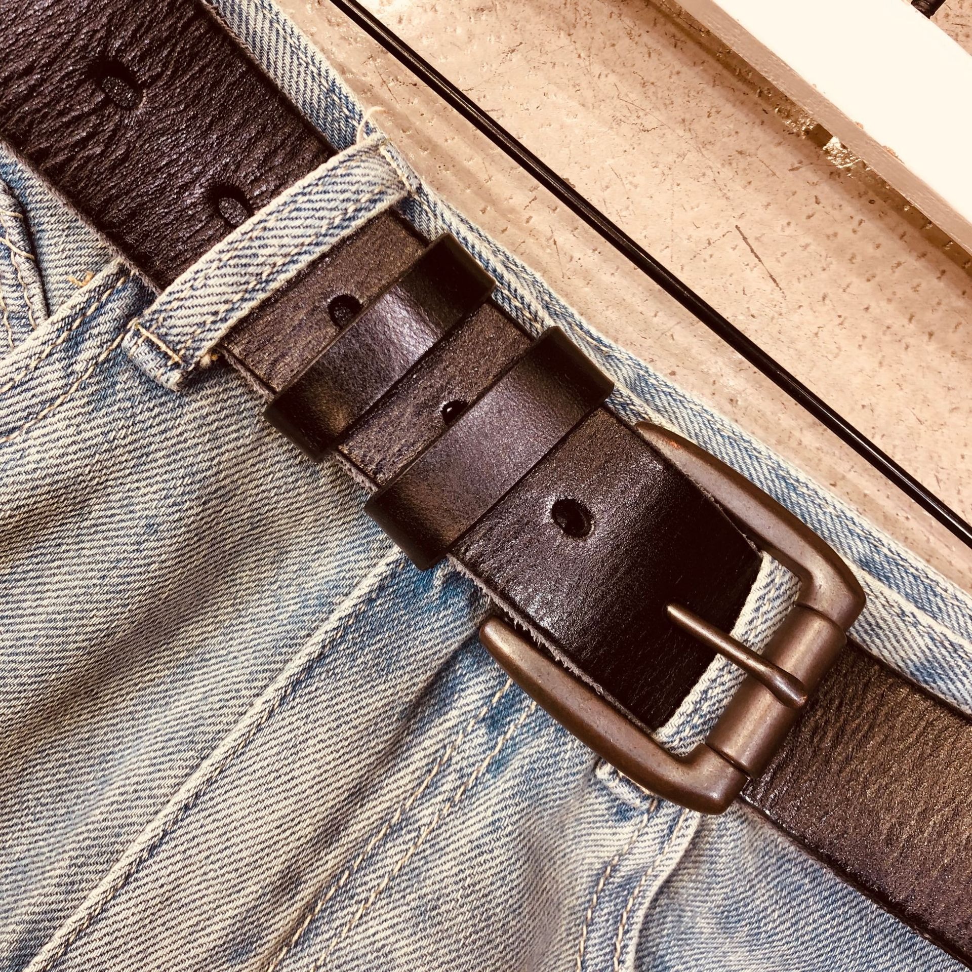 Genuine Leather Belt with Metal Buckle