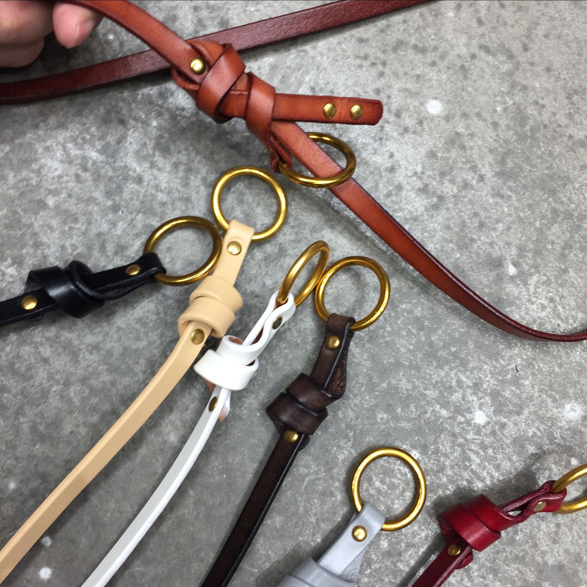 Denim Pants with Genuine Leather Ring Belt