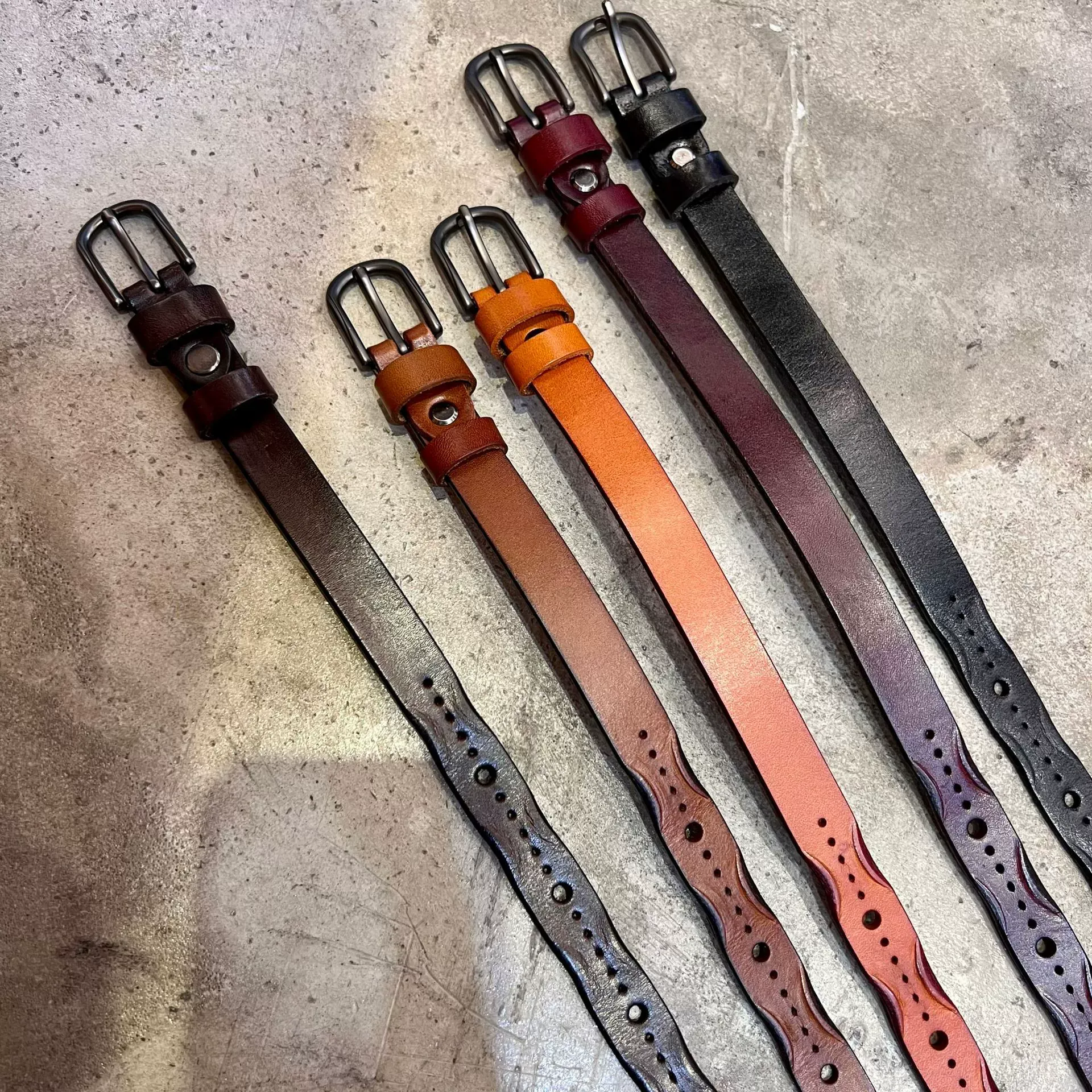 Brown Genuine Leather Belt with Metal Buckle