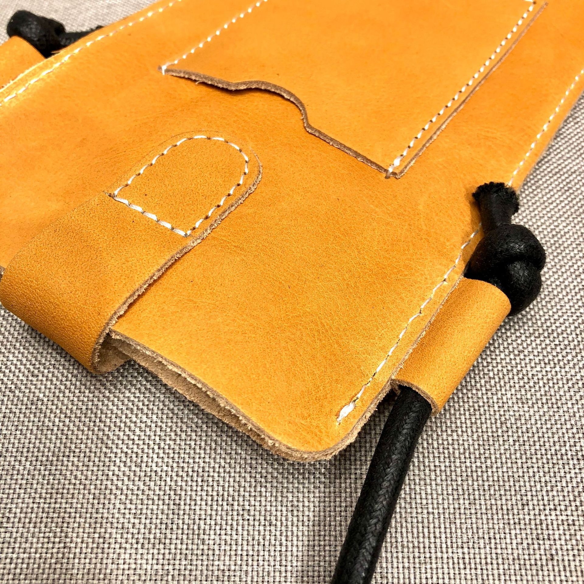 Button Flap Yellow Leather Phone Crossbody Bag