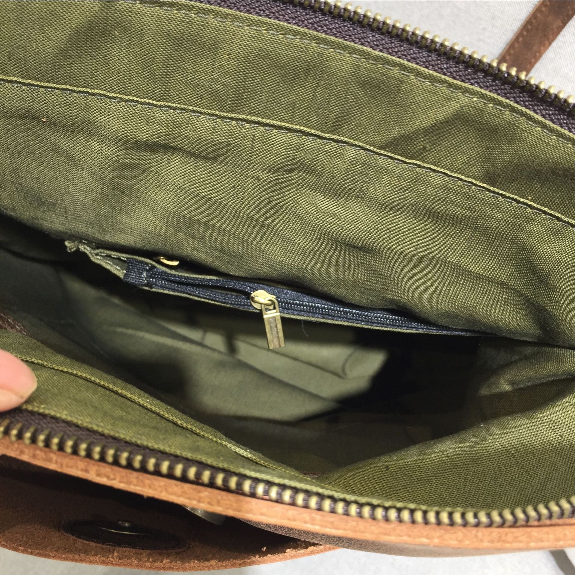 Brown Genuine Leather Backpack with Flap and Drawstring Closure